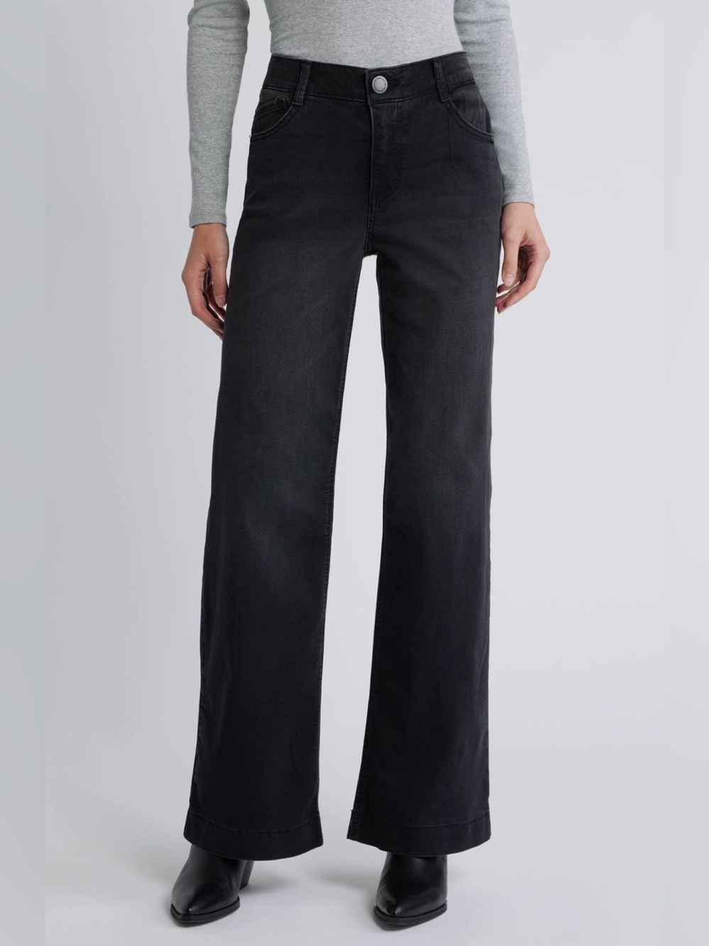 NWT Wit & Wisdom Sam High Waist Wide Leg Jeans WASHED BLACK
